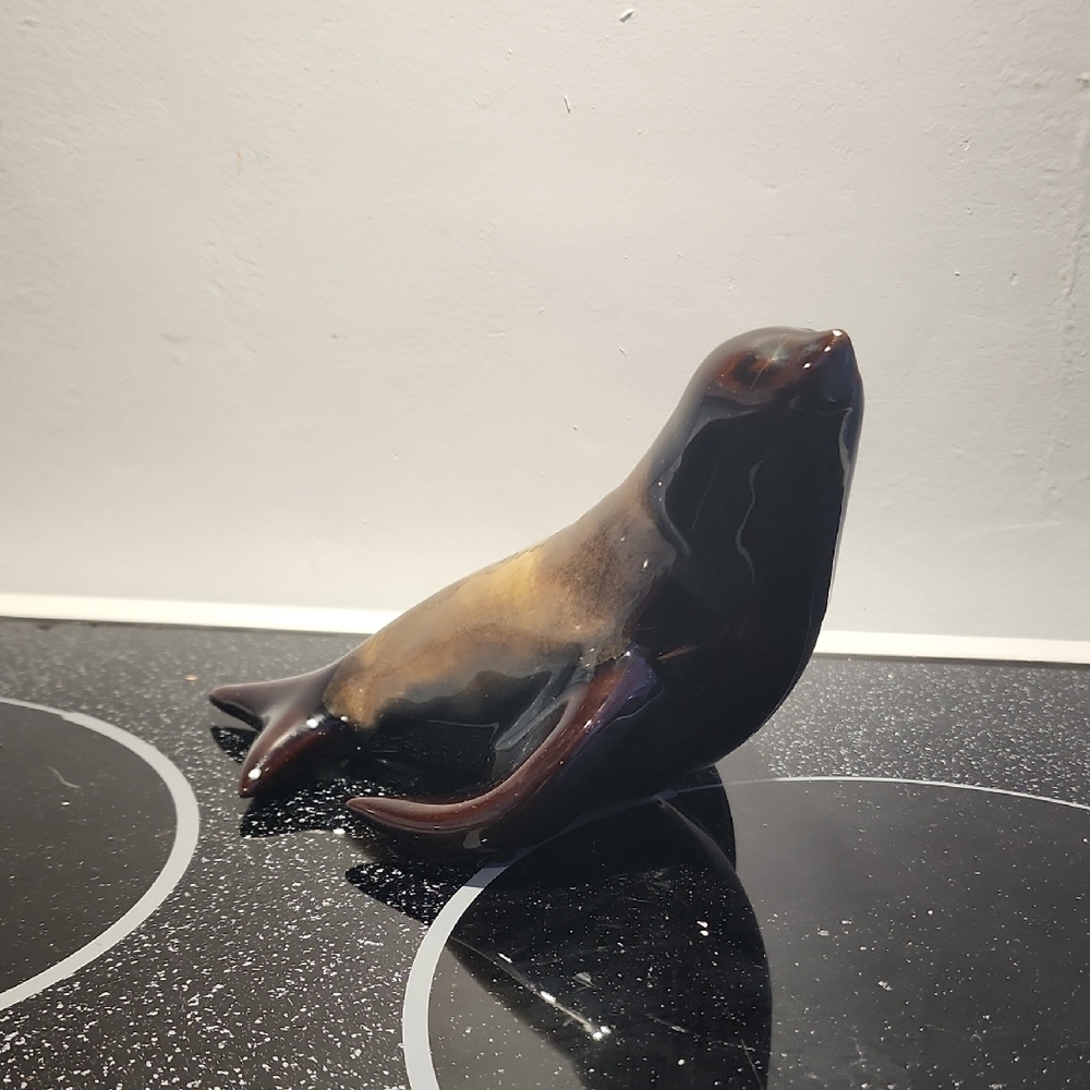 Elegant Black and Brown Seal Figurine